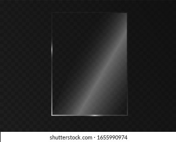 The texture of rectangle glass plate, mirror, windows. Light effect for a picture or a mirror. Beautiful realistic reflection. The interior of the house stock vector. EPS 10