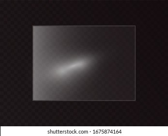 The texture of rectangle glass plate, mirror, windows. Light effect for a picture or a mirror. Beautiful realistic reflection. The interior of the house stock vector. EPS 10