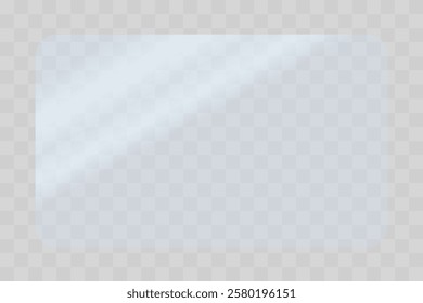 Texture of a rectangular plate with solar reflection. Beautiful realistic reflection, solar reflection on slightly blue glass. Vector stock illustration