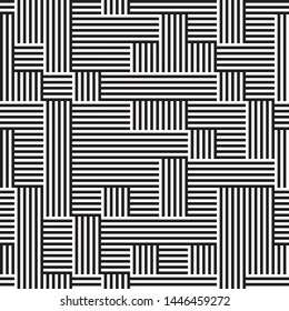 Texture with rectangular stripes. Vector seamless pattern. Modern stylish texture. Pattern with 50% foreground (black and white stripes) and 50% background (black and white stripes).