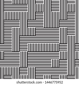 Texture with rectangular stripes. Vector seamless pattern. Modern stylish texture. Pattern with 50% foreground (black and white stripes) and 50% background (black and white stripes).
