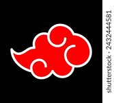 暁 Texture Red Black Akatsuki Ninja Club Cloud Naruto Dawn Daybreak Rogue Ninja Shinobi Secret Criminal Organization Group Collective Faction Logo Icon Sign Sigil Symbol Emblem Badge Vector EPS PNG Tra