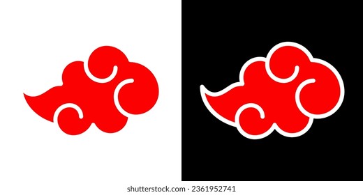 暁 Textura Red Black Akatsuki Ninja Club Nube Naruto Dawn Daybreak Rogue Ninja Shinobi Grupo de la Organización Criminal Secreta Grupo de la Facción Colectiva Icono Signo de Sigil Símbolo de Emblem Vector de la marca EPS PNG