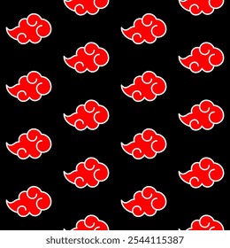 暁 Textur Rot Schwarz Akatsuki Ninja Club Cloud Naruto Dawn Daybreak Rogue Ninja Shinobi Geheime kriminelle Organisation Gruppe kollektive Fraktion Logo Symbol Symbol Symbol Emblem Abzeichen Vektor EPS PNG Tri