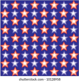 Texture of red and blue stars in 80's style. Vector.