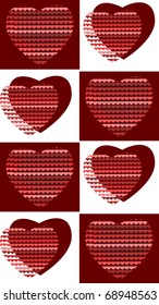 texture of red and pink gradiented hearts, greeting card