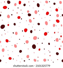 Texture with red, pink polka dots. Seamless texture illustration with dots for textiles, background, paper, cover, fabric, interior decor and more. Abstract pattern. Valentine's day, love.