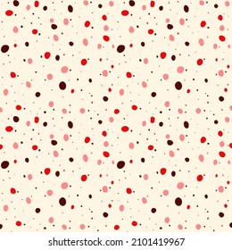 Textura con puntos de polka rojos y rosados. Ilustración de textura sin fisuras con puntos para textiles, fondo, papel, cubierta, tela, decoración interior y más. Patrón abstracto. Día de San Valentín, amor.
