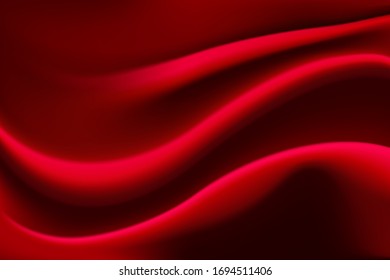 The texture of red velvet with soft folds. Background drapery material