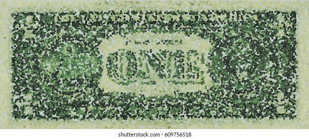 Texture reminiscent of the back side of a denomination of one dollar made in shades of green and gray dot in the art.