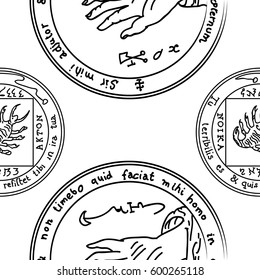 Texture with a repetitive pentacle pattern. Occult background. The magic sign.