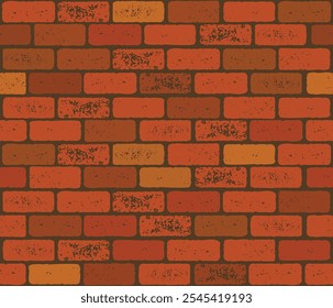 Texture of a retro brick wall in reddish shades, suitable for creating vintage interiors, backgrounds and rustic stylizations