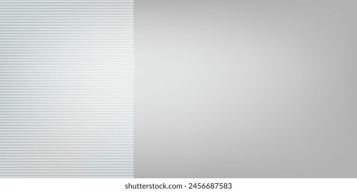 Texture of ribbed plexi glass. Glossy shiny acryl transparent plate on light background. Reflect corrugated sheet glare with straight lines of transfluent material. Striation and vibration template.