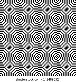 Texture with ripple optical effect. Abstract graphic background. Seamles pattern. Black and white design.