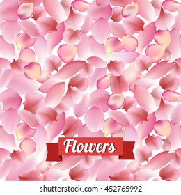 Texture from rose, sakura and lotus petals on white background. seamless vector pattern, eps10 floral template