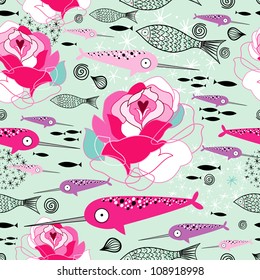 texture of roses and narwhals