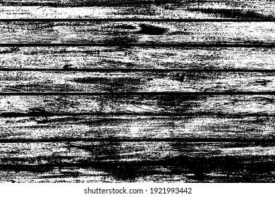 Texture vectorielle noir et blanc d'une clôture rustique en planches de bois. Bois grunge brut pour fond 3d