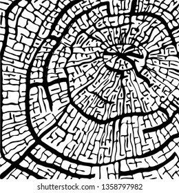 texture of sawn wood black linear on white background vector image