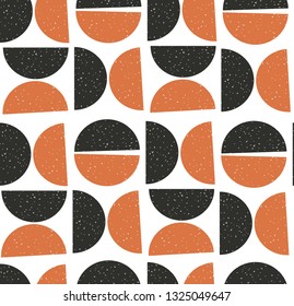 Texture, Scandinavian seamless pattern. Circles in half sphere stones. Color brown orange on white background. Abstract print. Vector