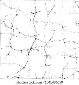 Texture of scratches, chips, cracks. Grim grunge background. Black and white pattern of scuffs. Old vintage surface. Ruined dirty wall