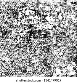 Texture of scratches, chips, cracks. Grim grunge background. Black and white pattern of scuffs. Old vintage surface. Ruined dirty wall