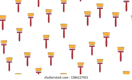 Texture, seamless abstract pattern from construction paint natural brushes made of wool for repair, painting walls on a white background. Vector illustration.