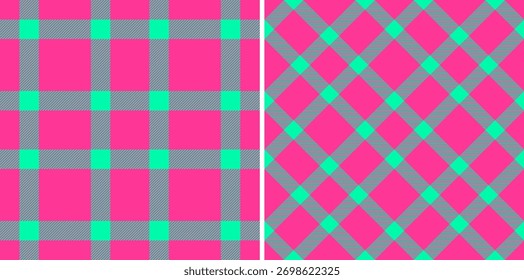 Textur nahtlosen Hintergrund aus Scheck Textil Vektor mit einem Tartan karierten Stoffmuster. In Neonfarben gesetzt. Stilvolle Outfits für die Familie.