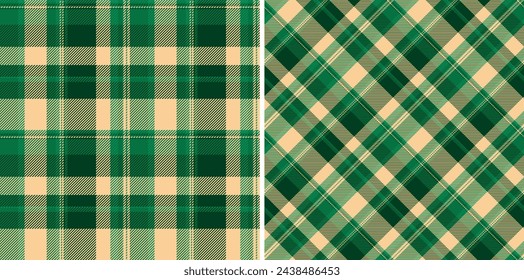 Textura de fondo sin fisuras de tela a cuadros con un vector de patrón de tejido tartán establecido en colores de la naturaleza.