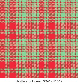 Texture seamless background. Textile check fabric. Pattern vector plaid tartan in red and green colors.