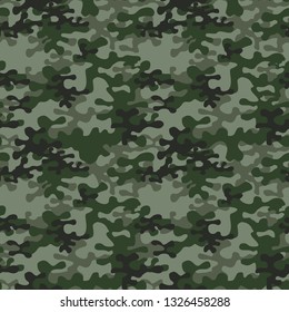 Texture seamless camouflage pattern, classic military. Green. Print on fabric, on textile vector