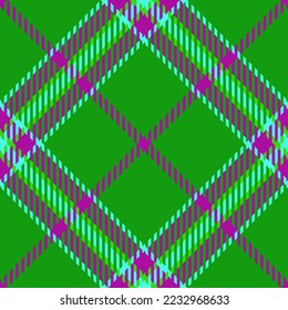 Texture seamless check. Fabric pattern background. Tartan plaid vector textile in green and pink colors.