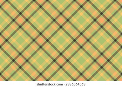 Texture seamless check of textile fabric pattern with a plaid vector tartan background in lime and amber colors.