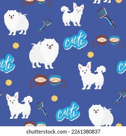 texture seamless cute puppy lapdog white textile for children