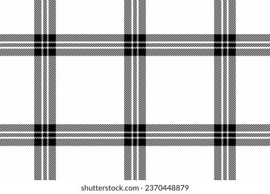 Texture seamless fabric of pattern tartan textile with a plaid check vector background in white and black colors.