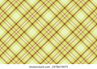 Texture seamless fabric of vector check background with a textile pattern tartan plaid in lime and light colors.