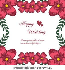 Texture seamless flower frame, pattern design ornament of card happy wedding. Vector