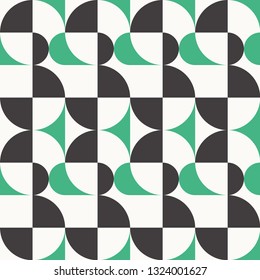 Texture seamless geometric Scandinavian pattern.Color black and green balls on white background. Print on paper vector
