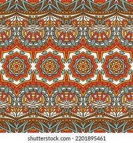 Texture seamless pattern arabesque ornaments geometric mosaic. Vintage background. Natural colour surface pattern design with solar mandalas