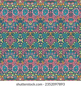 Texture seamless pattern arabesque ornaments flowers doodle. Vintage background. Natural colour textile design