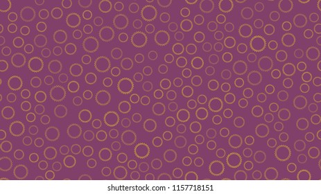 Texture seamless pattern of many multicolored simple round abstract carved bubbles circles of geometric shapes of gears with sharp edges on a purple background. Vector illustration.