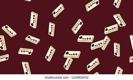 Texture seamless pattern from an old vintage retro hipster antique joystick controller for video games on a background of the 70s, 80s, 90s. The background. Vector illustration.