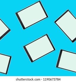 Texture, seamless pattern of smart modern smart touchscreen tablet computers with digital volumetric realistic with large screens mobile devices. The background. Vector illustration.