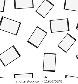 Texture, seamless pattern of smart modern smart touchscreen tablet computers with digital volumetric realistic with large screens mobile devices. The background. Vector illustration.