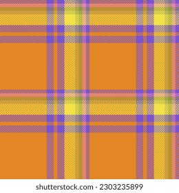 Texture seamless textile. Background tartan vector. Pattern fabric check plaid in orange and yellow colors.