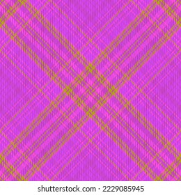 Texture seamless textile. Tartan check vector. Plaid fabric background pattern in yellow and pink colors.