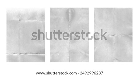 Texture set of gray folded worn paper. Trendy background for a poster