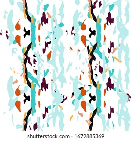 Texture, Shibori. Watercolor Staining Ornament. Tribal Art. Endless Repeat Painting.  Mint Orange Folklore Tribal Summer Carpet.  Ornamental Natural Ikat Mosaic.