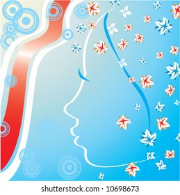 Texture with sidebar of the young feminine person.Vector.