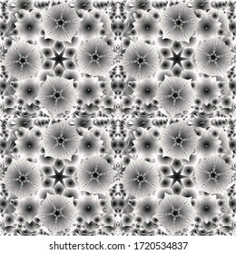 Textura de lámina de plata. Diseño moderno geométrico y abstracto de color gris, blanco y negro. De estilo Art Déco. Fondo brillante vectorial. Los círculos plateados son un patrón impecable.