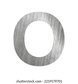 Textur von silbernem rostigem Metall, Buchstabe O des englischen Alphabets auf weißem Hintergrund - Vektorgrafik